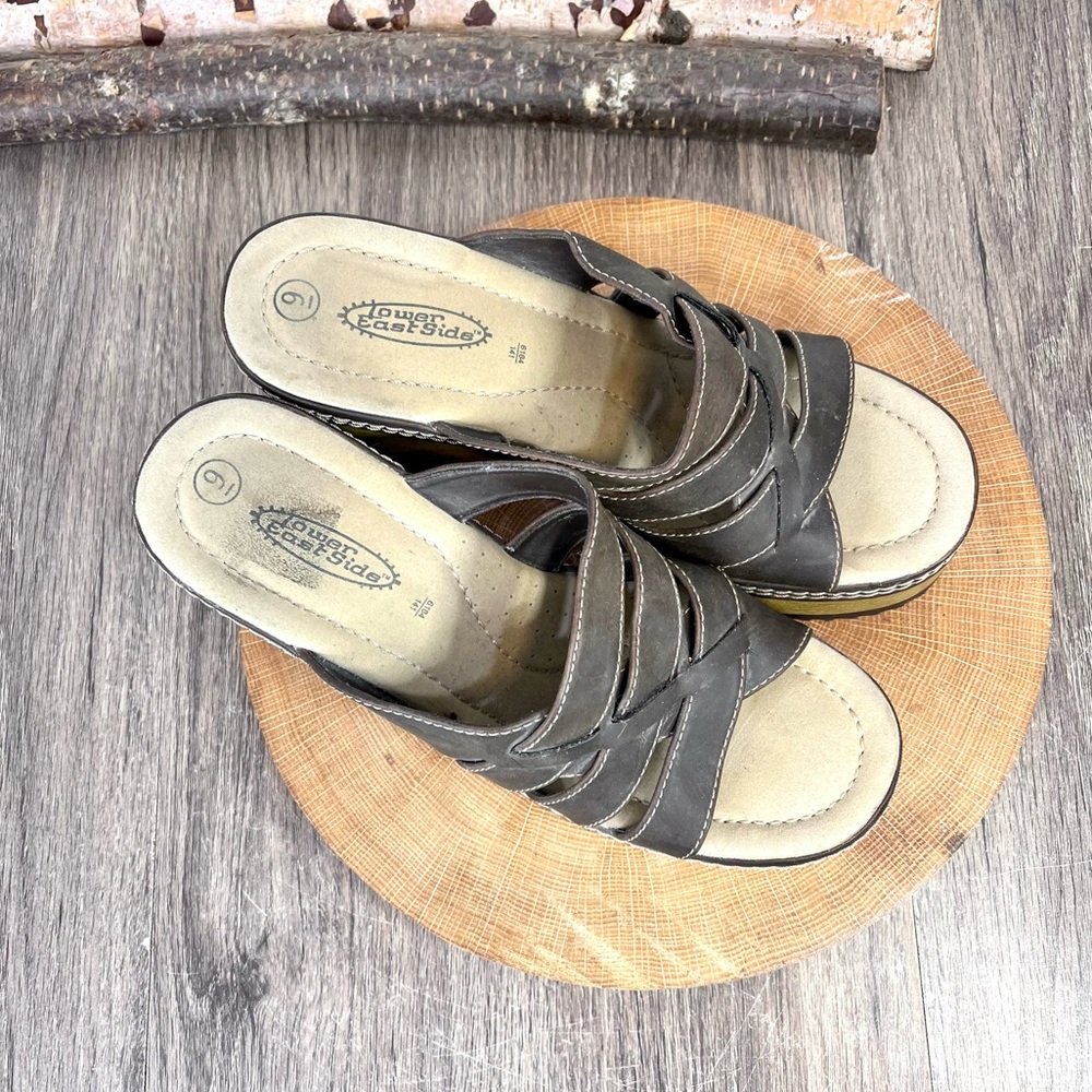 * Vintage 90s Y2K Brown Chunky Platform Slide Sandals Size 9 – 4” Heel - Picture 6 of 16